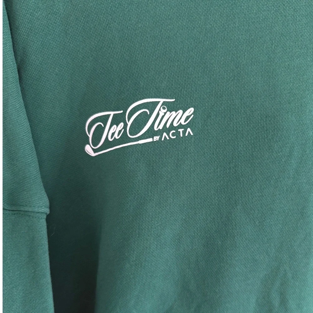 ACTA Womens Tee Time Golf Hoodie Forest Green Graphic Pullover Sweatshirt Sz S/M - Picture 9 of 10